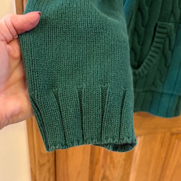 Christopher & Banks Emerald Green V-Neck Cable Knit Hoodie Sweater - Picture 5 of 11